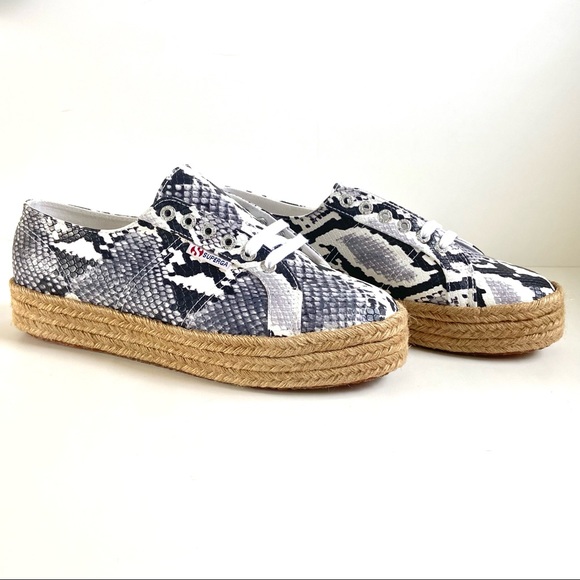 Superga Shoes - Brand New✨Superga Pufanropew Black & White Snakeskin Espadrille Sneakers